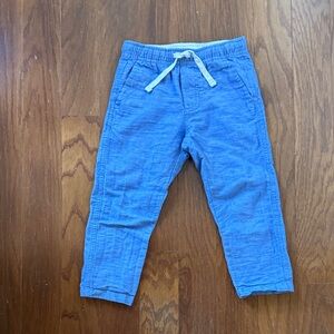 Janie and Jack Light Blue Kids Drawstring Joggers- linen blend